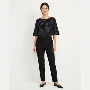 Uniqlo Black White Polka Dot Blouse Short Sleeves XS Office Work Career
